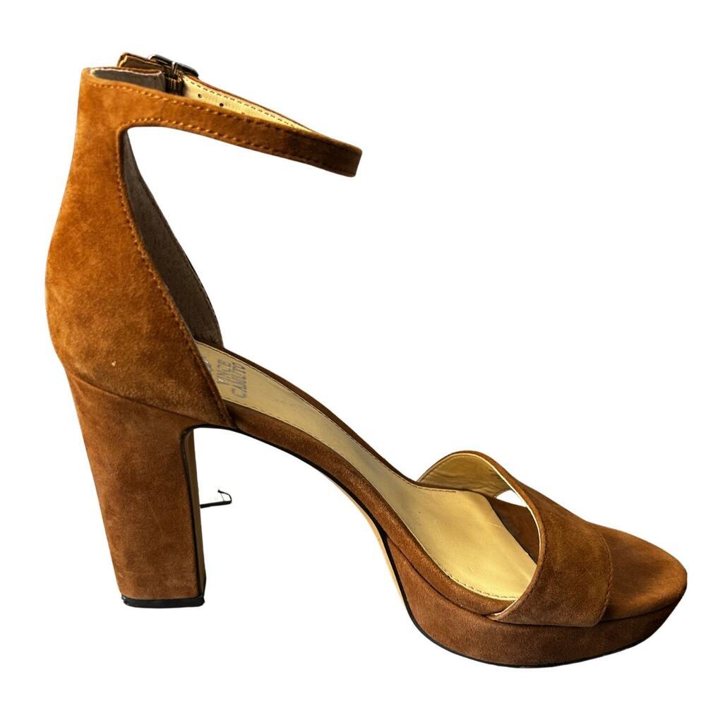 Vince Camuto Suede Block Heel Sandals Brown Ankle Strap Womens Size 9.5 - Picture 8 of 14